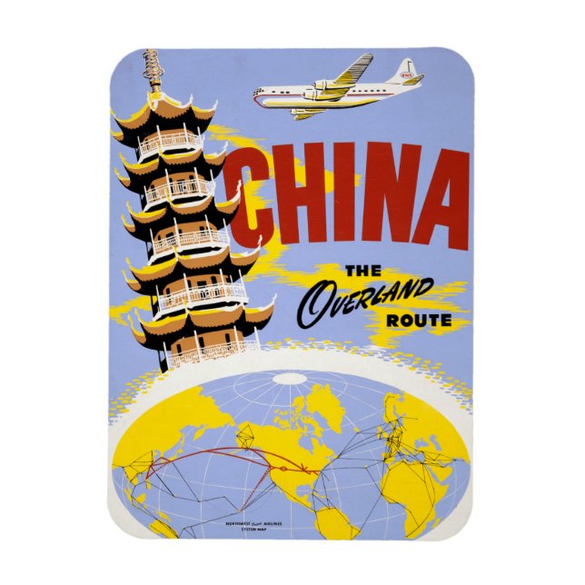 Íman Poster de viagens Para Northwest Orient Airlines (Vertical)