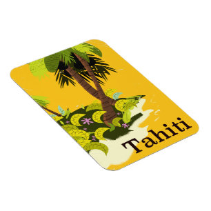 Íman Poster de viagens Retro Tahiti