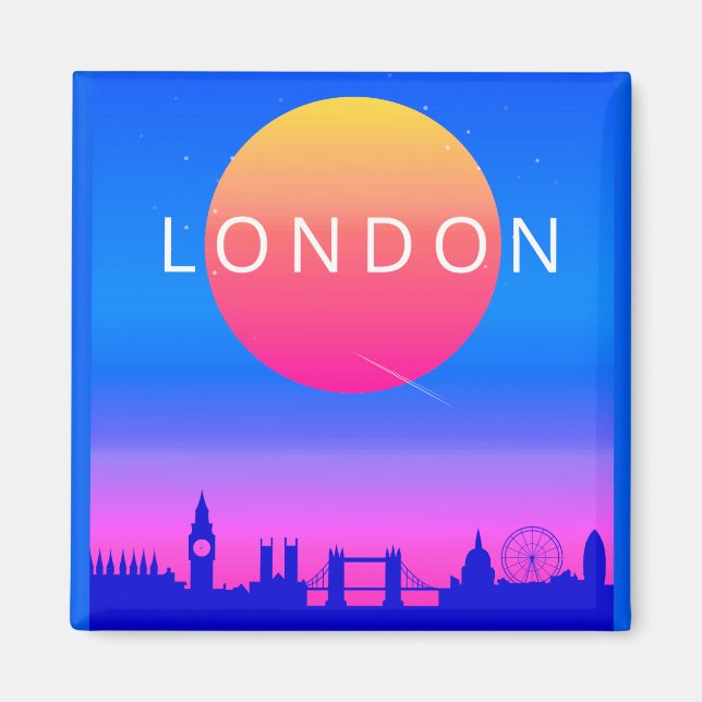 Íman Poster de viagens Sunset London Skyline (Frente)