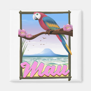 Íman poster de viagens tropical de papagaio Maui Havaí