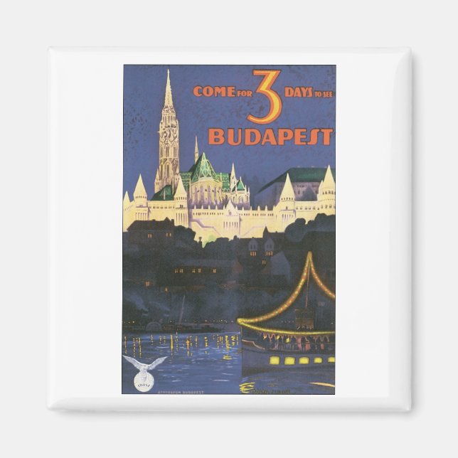 Íman Poster de Viagens vintage Budapeste (Frente)