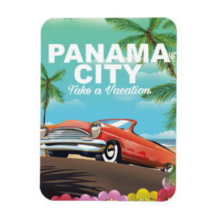 Íman poster de viagens vintage da cidade do Panamá