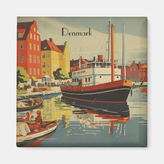Íman Poster de Viagens vintage da Dinamarca personalizá