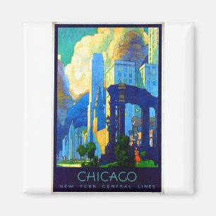 Íman Poster de Viagens vintage de Chicago