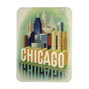 Íman Poster de Viagens vintage de Chicago Illinois
