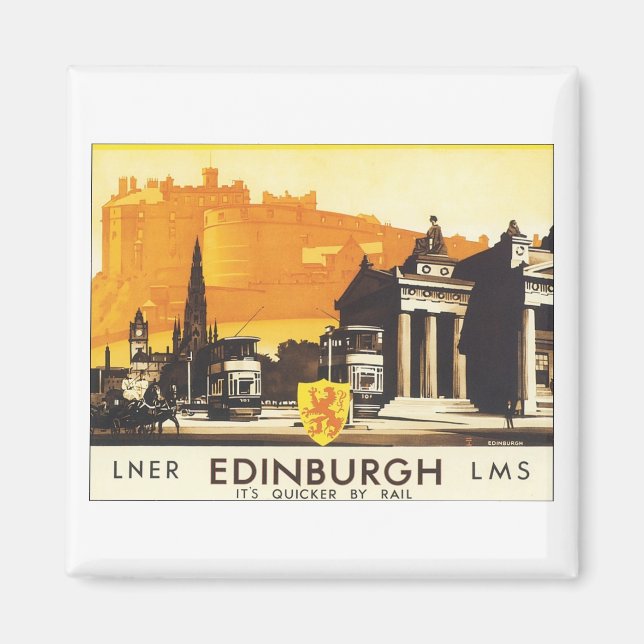 Íman Poster de Viagens vintage de Edimburgo (Frente)