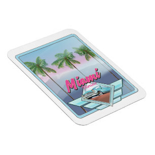 Íman Poster de Viagens vintage de Miami Florida