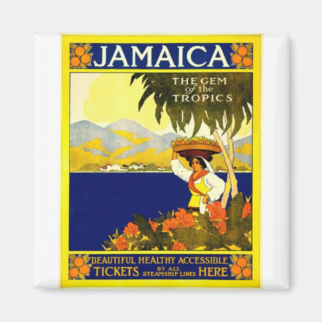 Íman Poster de viagens Vintage Jamaica (Frente)