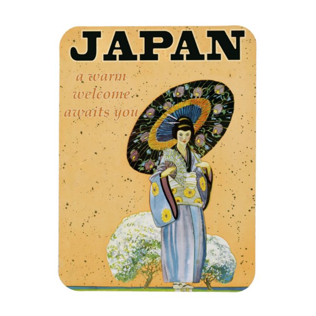 Íman Poster de Viagens vintage japonês (Vertical)