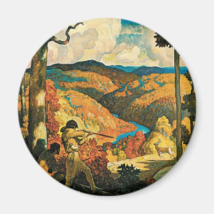 Íman Poster de viagens Vintage NC Wyeth, Antigo Kentuck