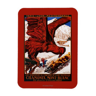 Íman poster dos Jogos Olimpiadas de inverno de 1924