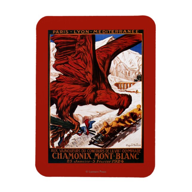 Íman poster dos Jogos Olimpiadas de inverno de 1924 (Vertical)