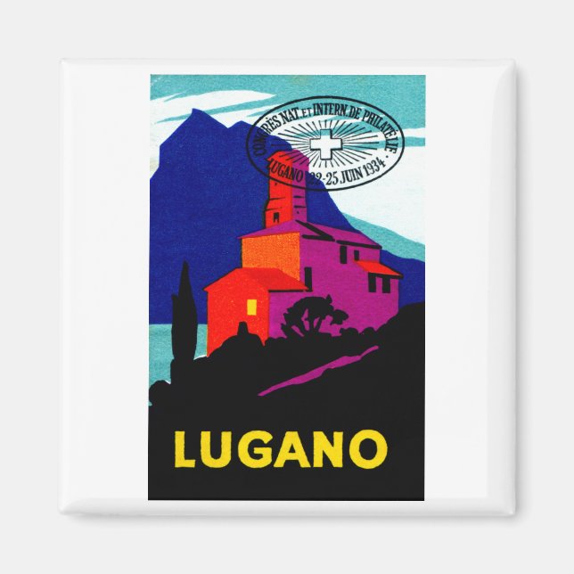 Íman poster Filatélico de Lugano 1934 (Frente)