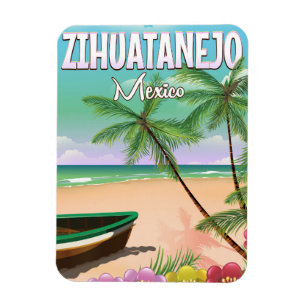 Íman Poster mexicano das férias da praia de Zihuatanej