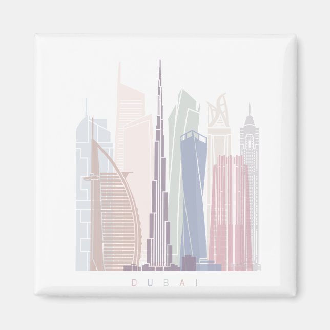 ÍMAN POSTER PASTEL DE SKYLINE DUBAI (Frente)
