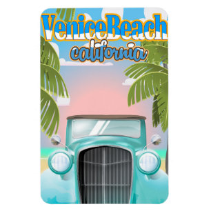 Íman poster vintage da Califórnia na praia de Veneza.