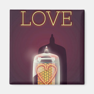 Íman poster vintage 'Love' do Nixie Tube