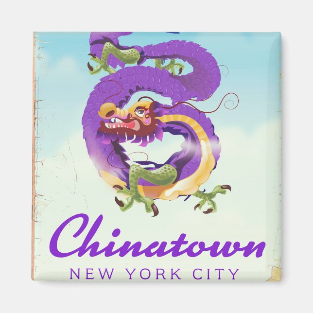 Íman Poster vintage Nova Iorque da Chinatown (Frente)