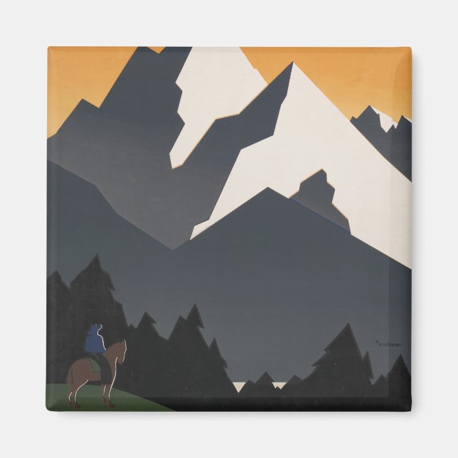 Íman Poster vintage Promovendo Viagem para Montana. (Frente)