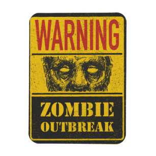 Íman Poster Zombie Outbreak. Assinar Conselho com Zombi
