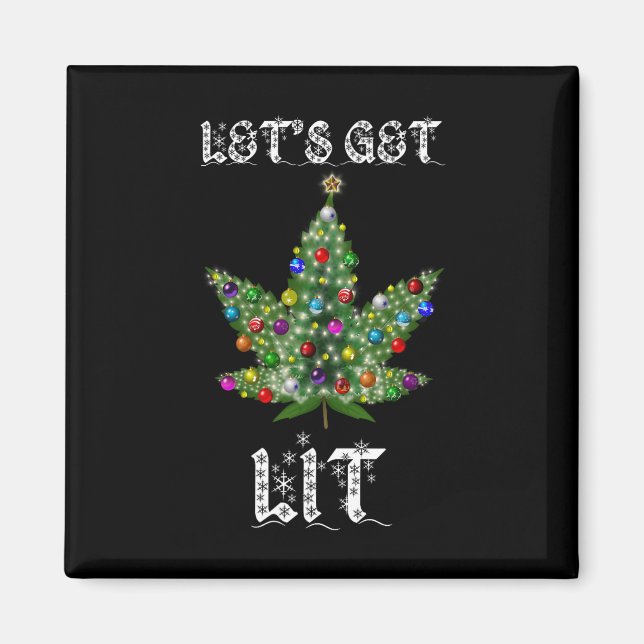 Íman Pote De Folha De Árvore De Natal Thc Gift Tee (Frente)