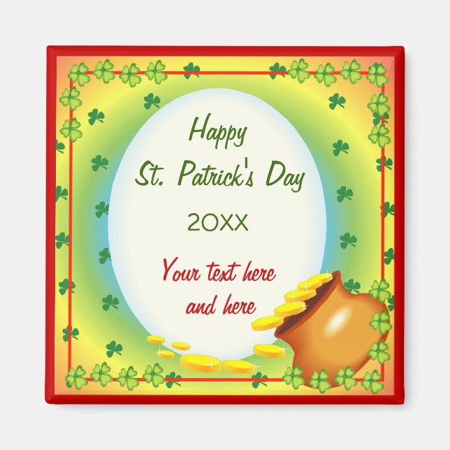 Íman Pote Irlandês Leprechaun do Dourado (Frente)
