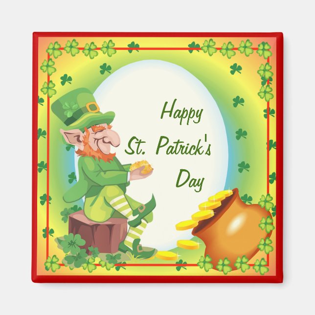 Íman Pote Irlandês Leprechaun do Dourado (Frente)