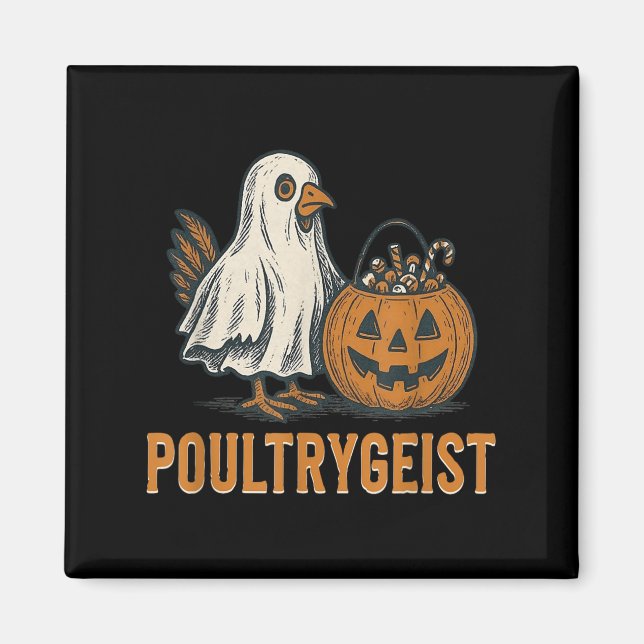 Íman Poultrygeist Chicken Ghost Pumpkin Costume Hallowe (Frente)