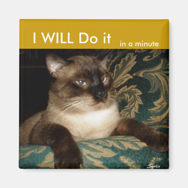 Íman Pouty Siamese Cat Imã de geladeira (Frente)