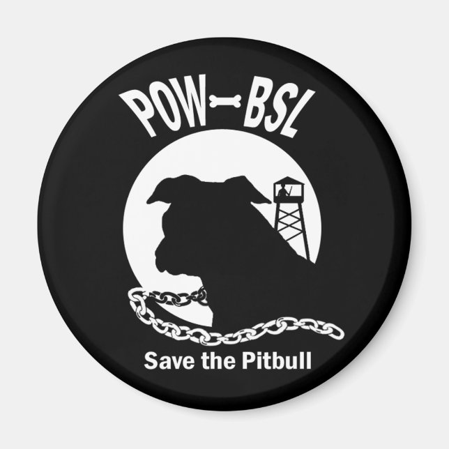 Íman POW BSL Salve o Emblema do Cachorro Pitbull (Frente)