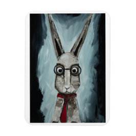 Íman Power Tie. A rabbit with eye glasses and a red tie