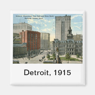 Íman Praça da Prefeitura, Detroit MI 1915 Vintage