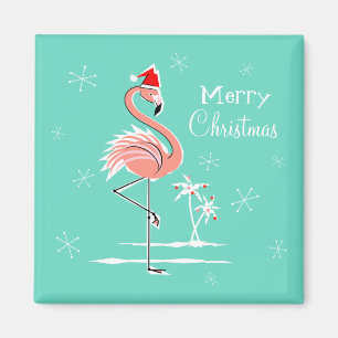 Íman Praça de imã de Natal Feliz Flamingo