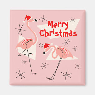 Íman Praça de ímã de Natal Flamingo Santas Rosa