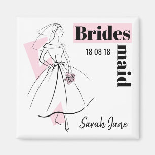 Íman Praça de Nome da Data da Bridesmaid Rosa da Noiva