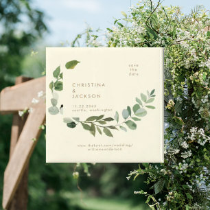 Íman Praça do Casamento Amarelo Eucalyptus Salve a Data