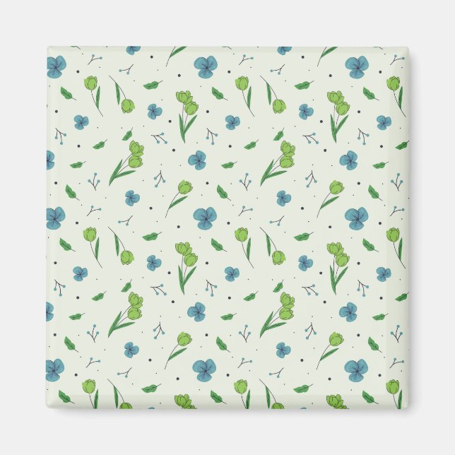 Íman Praça Floral Primavera do Padrão de Flor (Frente)