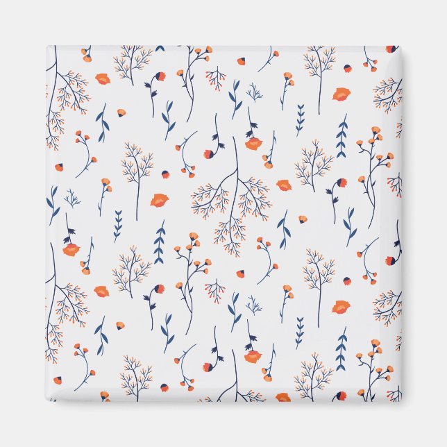 Íman Praça Floral Primavera do Padrão de Flor (Frente)