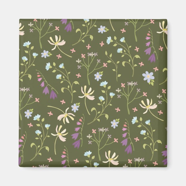 Íman Praça Floral Primavera do Padrão de Flor (Frente)