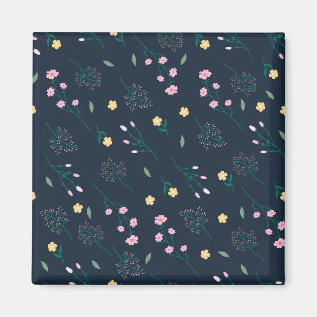 Íman Praça Floral Primavera do Padrão de Flor (Frente)