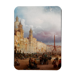 Íman Praça Navona Mercado Roma Década de 1850 Arte