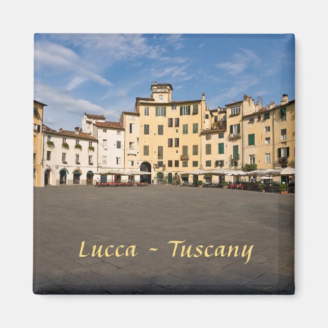 Íman Praça Piazza Anfiteatro em Lucca - Toscana, Itália (Frente)