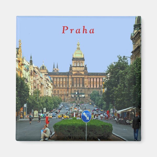 Íman Praça Wenceslas e Museu Nacional em Praga (Frente)