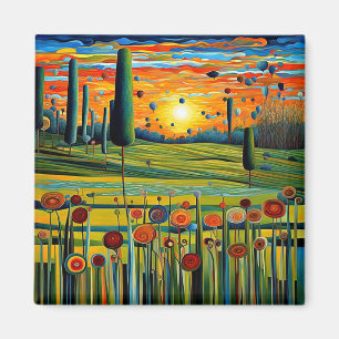 Íman Prados de erva no pôr do sol 5