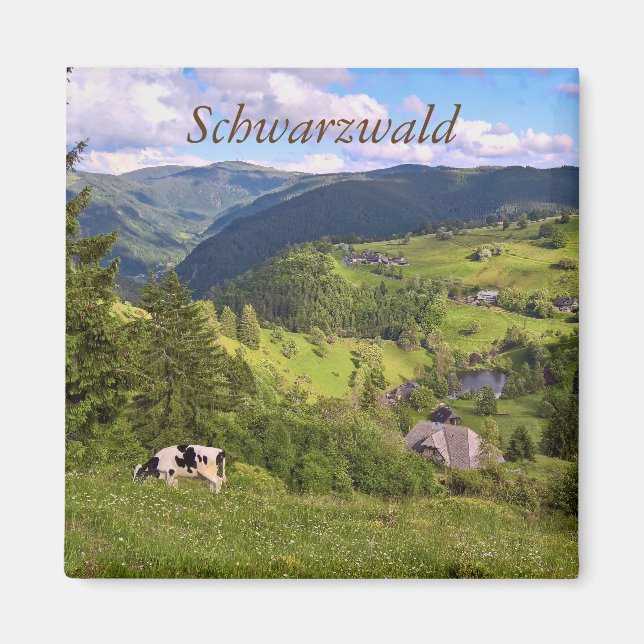 Íman Prados verdes e uma vaca com vista panorâmica (Frente)