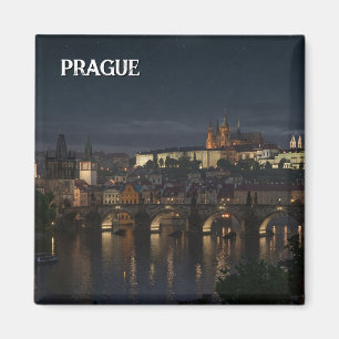 Íman Praga Castle e charles Bridge Night Viagem