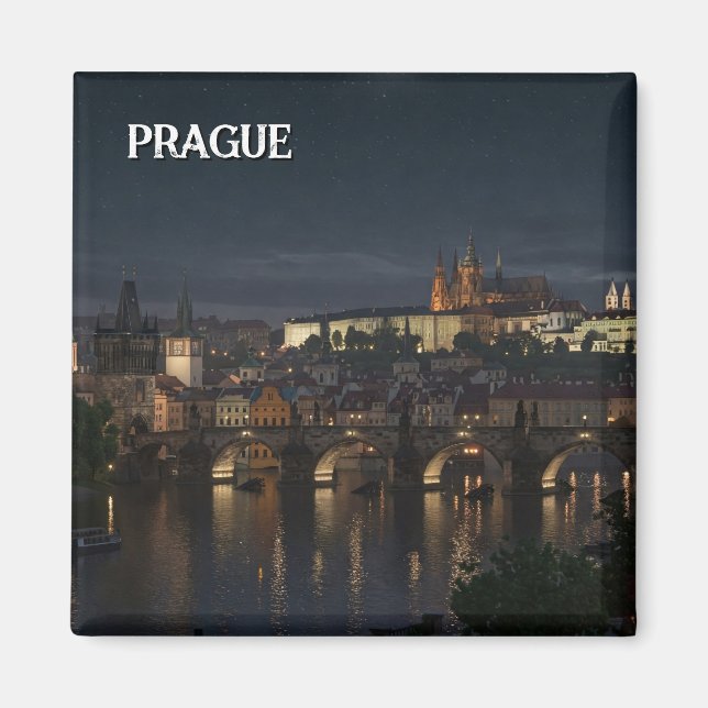 Íman Praga Castle e charles Bridge Night Viagem (Frente)
