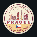 Íman Praga Cidade da República Checa Skyline Emblem<br><div class="desc">Design de arte colorida e minimalista de Praga,  com monumentos e marcos da cidade na República Checa.</div>