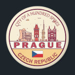 Íman Praga Cidade da República Checa Skyline Emblem<br><div class="desc">Design de arte colorida e minimalista de Praga,  com monumentos e marcos da cidade na República Checa.</div>
