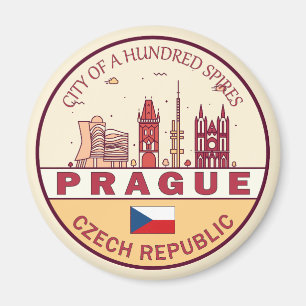 Íman Praga Cidade da República Checa Skyline Emblem